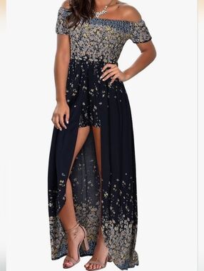 BIUBIU Floral HiLo Maxi Romper/Dress